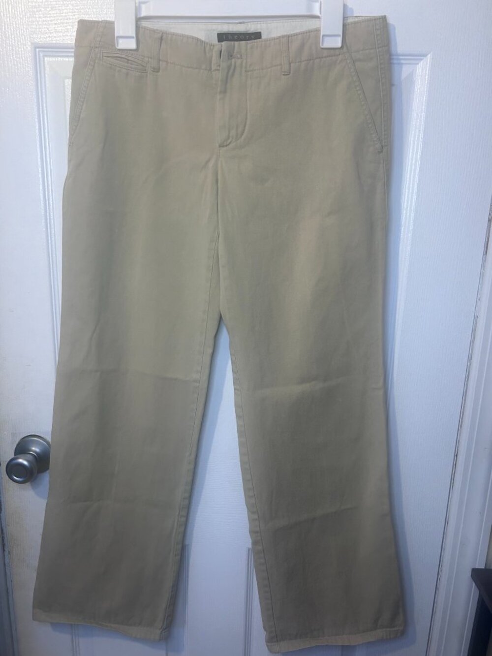 Theory Womens 100% Cotton Beige Khaki Chino Pants Size 8 Straight Leg Casual